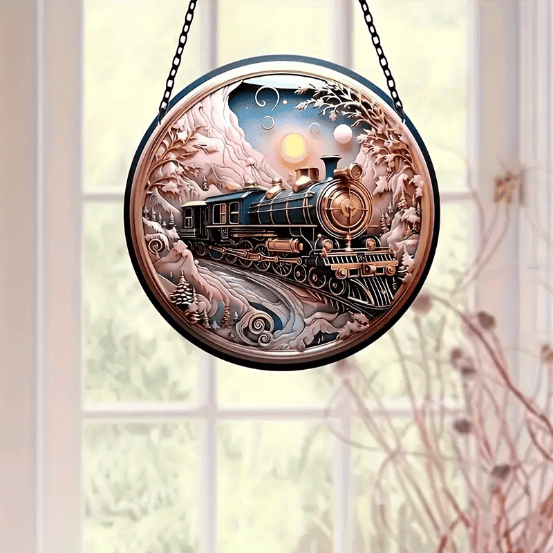 Acrylic Dyeing Sun Catcher Window Train 3d Visual Effect Pattern Window Hanging