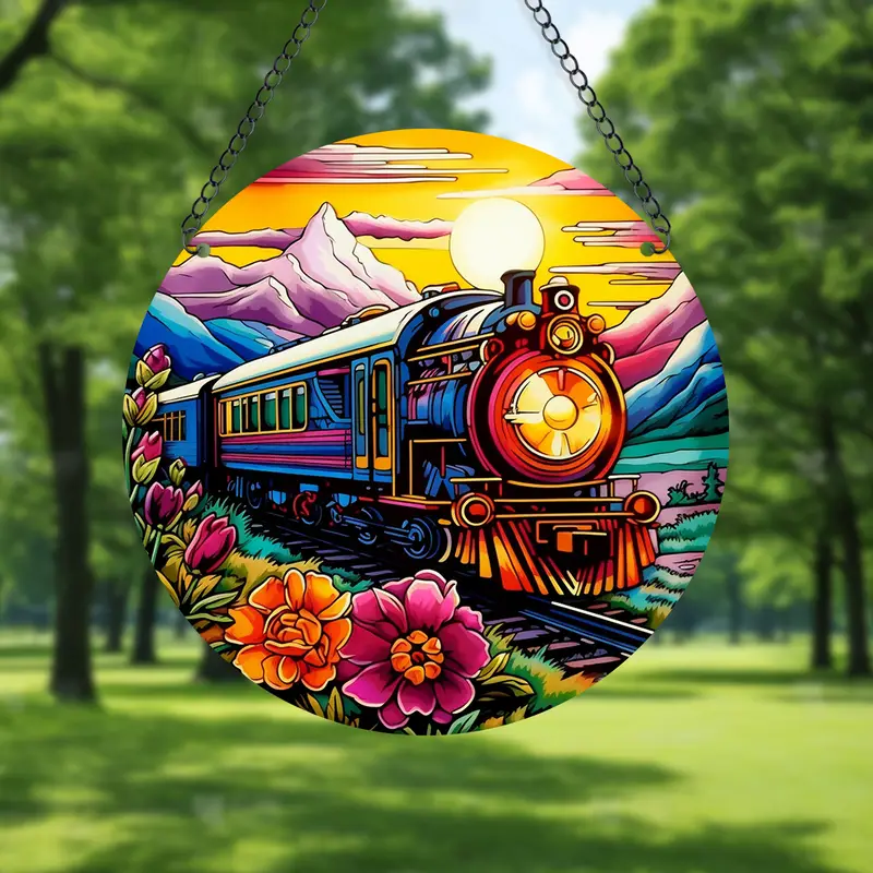 Vintage Train Acrylic Suncatcher Wall Home Decoration