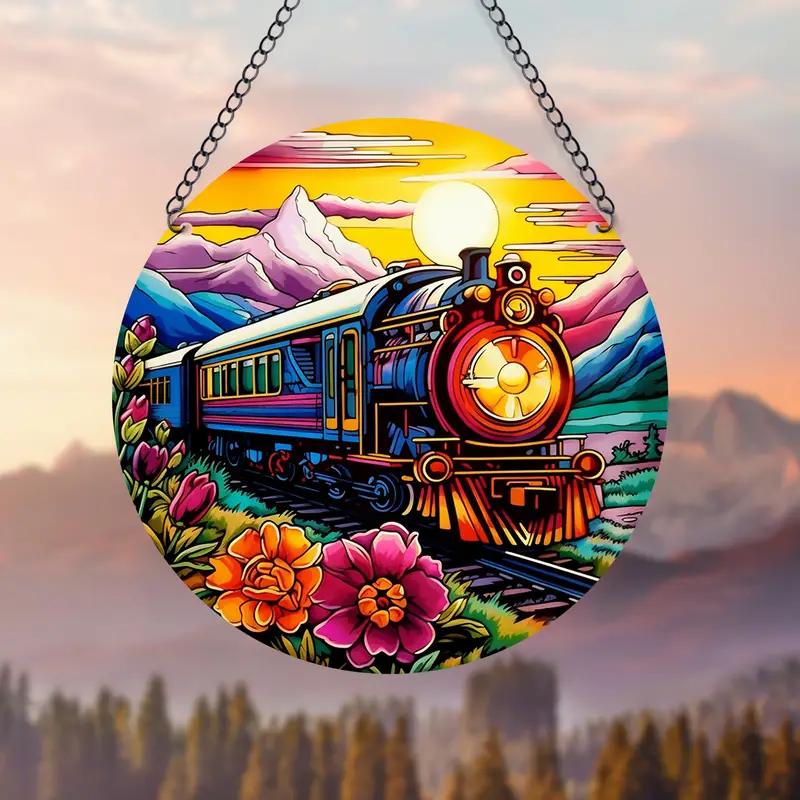 Vintage Train Acrylic Suncatcher Wall Home Decoration