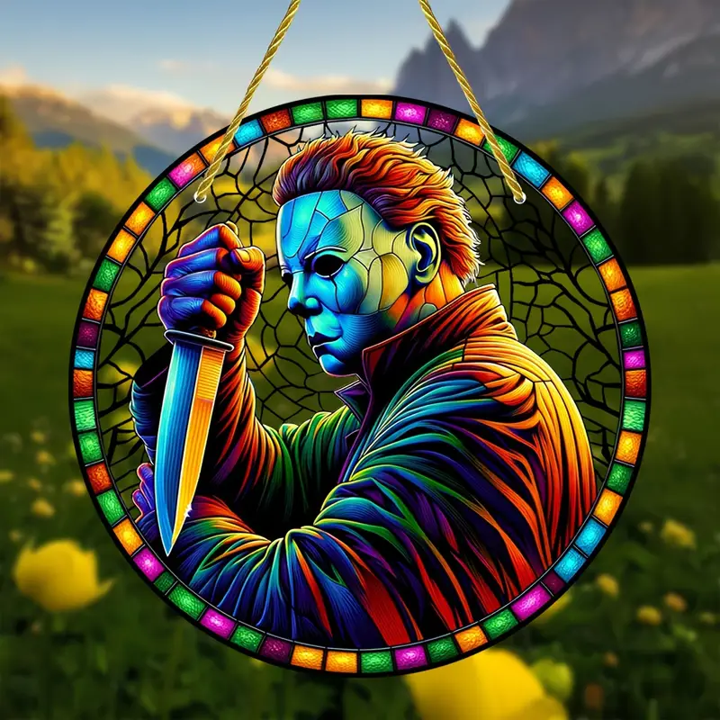 Halloween Horror Movie-Themed Sun Catcher Window Hanging, Perfect for All Seasons