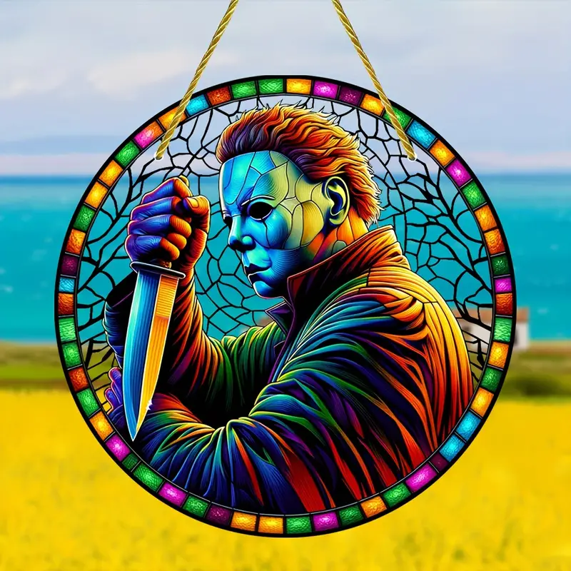 Halloween Horror Movie-Themed Sun Catcher Window Hanging, Perfect for All Seasons