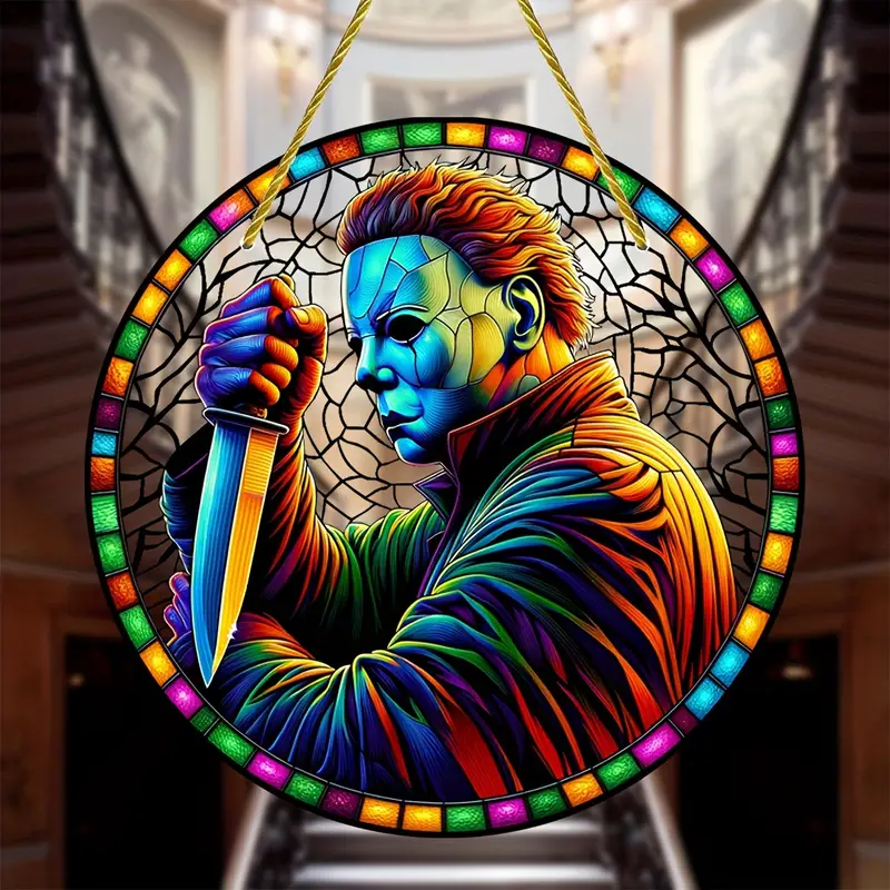 Halloween Horror Movie-Themed Sun Catcher Window Hanging, Perfect for All Seasons