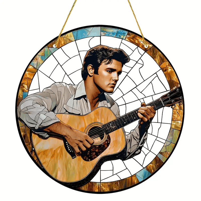Rock Guitarist Faux Stained Glass Sun Catcher - Perfect for Windows, Walls, Porch & Garden Decor | Ideal Gift for Music Lovers