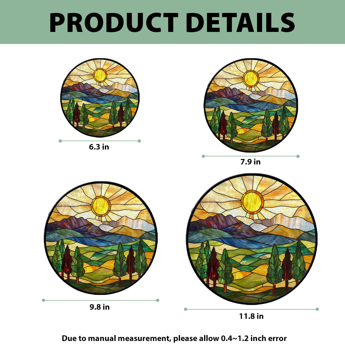 Mountain Range Faux Stained Glass Suncatcher Window Hanging Decor, Outdoor Sun Catcher Decor, Faux Stained Glass Suncatcher Hanging Home Decor