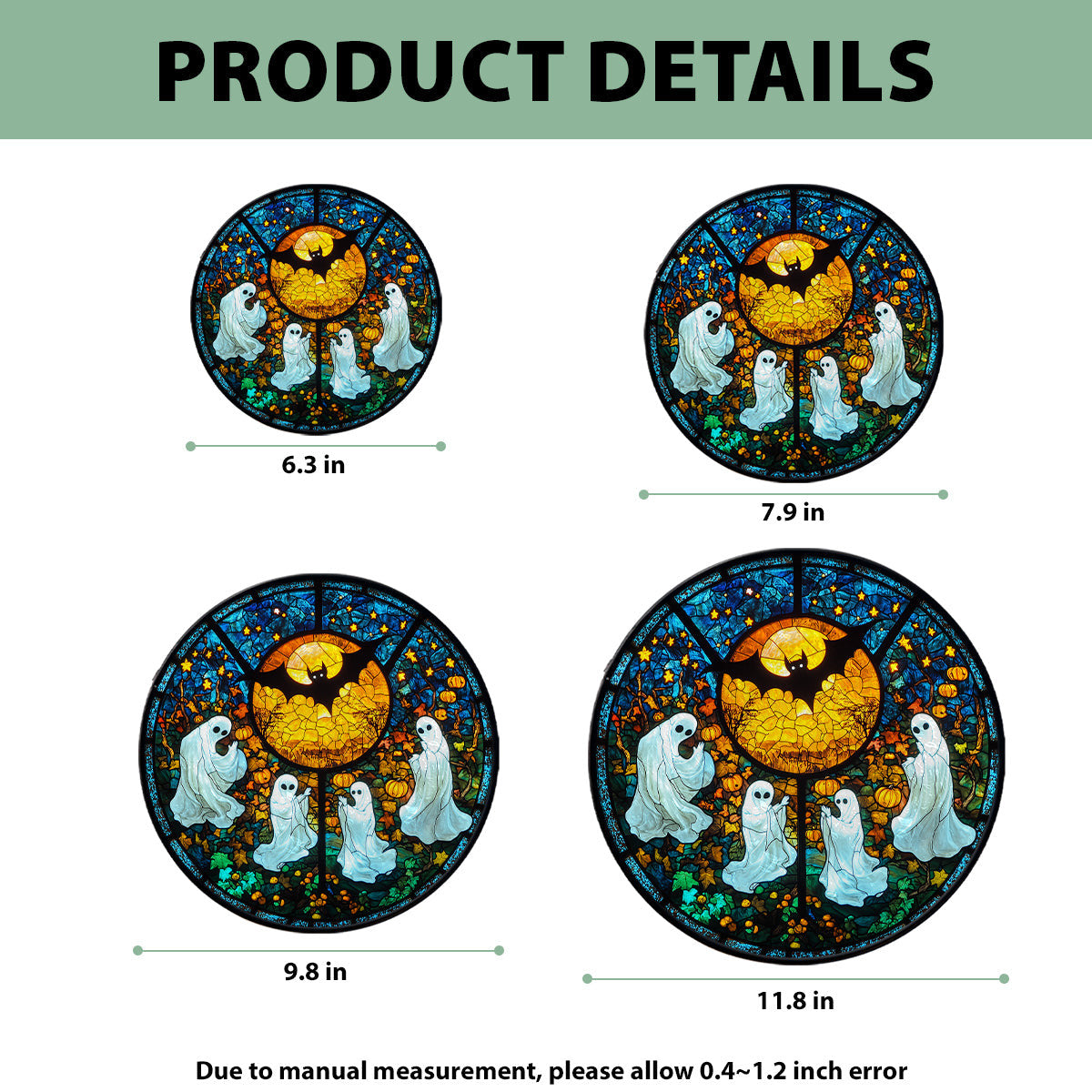 Halloween Boo Faux Stained Glass Suncatcher Window Hanging, Halloween Faux Stained Glass Suncatcher Printed, Halloween Suncatcher, Home Decor Gift