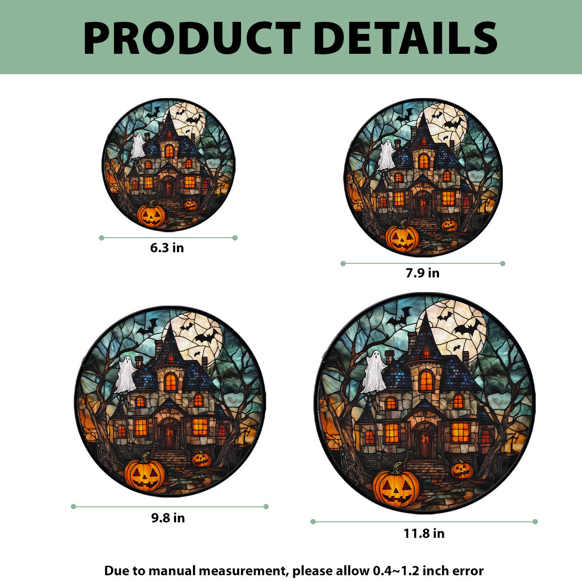 Halloween Faux Stained Glass Suncatcher Window Hanging, Halloween Boo Pumpkin Faux Stained Glass Suncatcher Printed, Halloween Suncatcher Home Decoration