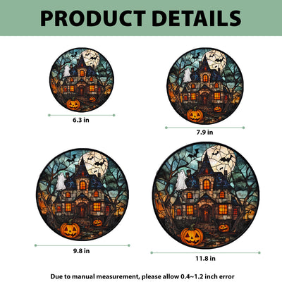 Halloween Faux Stained Glass Suncatcher Window Hanging, Halloween Boo Pumpkin Faux Stained Glass Suncatcher Printed, Halloween Suncatcher Home Decoration