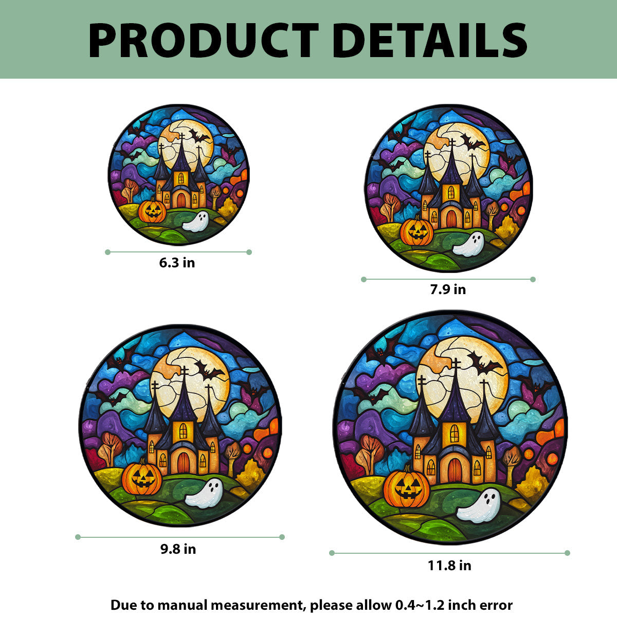 Halloween Faux Stained Glass Suncatcher Window Hanging, Halloween Boo Pumpkin Faux Stained Glass Suncatcher Printed, Halloween Suncatcher Home Decor