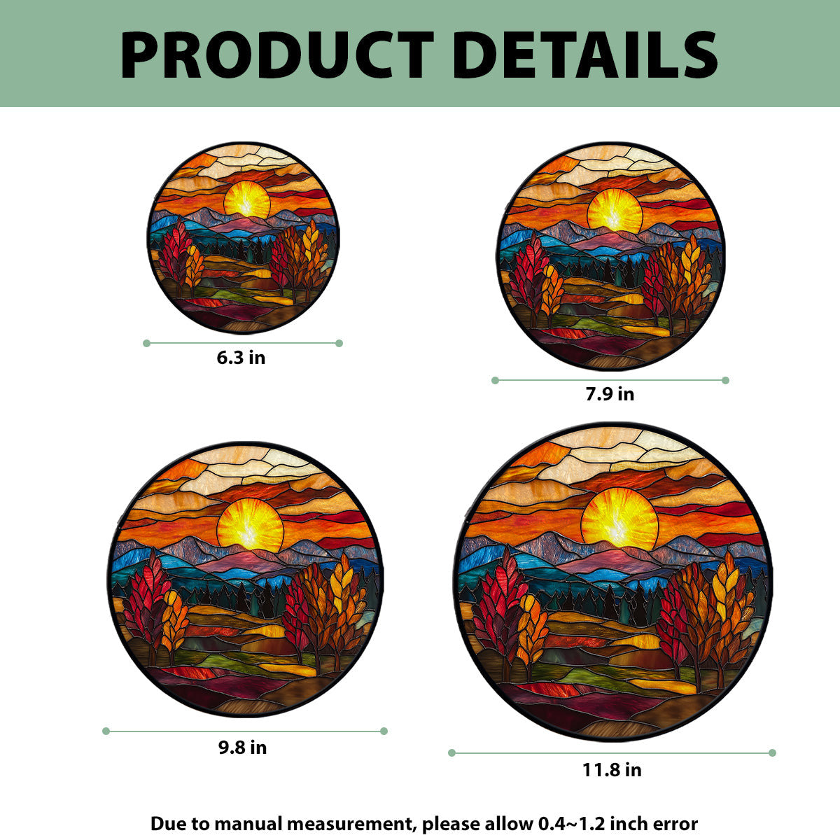 Mountain Range Faux Stained Glass Suncatcher Window Hanging Decor, Sunset Valley Fall Suncatcher, Faux Stained Glass Suncatcher Hanging Home Decor