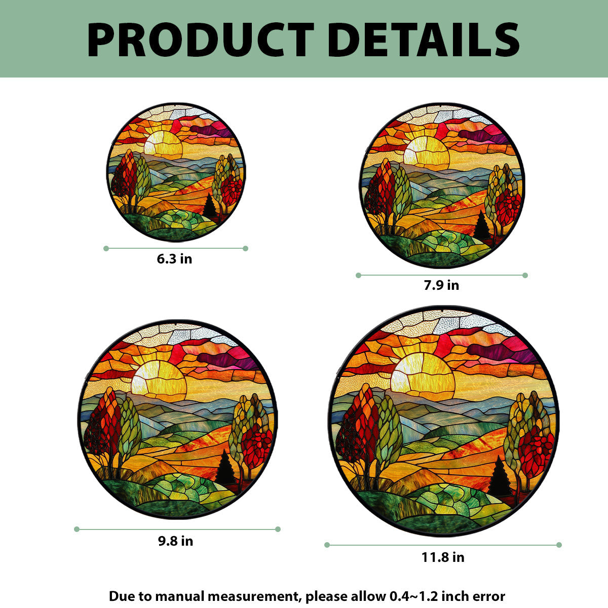 Mountain Sunset Faux Stained Glass Suncatcher Window Hanging Decor, Sunset Faux Stained Glass Suncatcher Hanging Home Decor, Outdoor Suncatcher