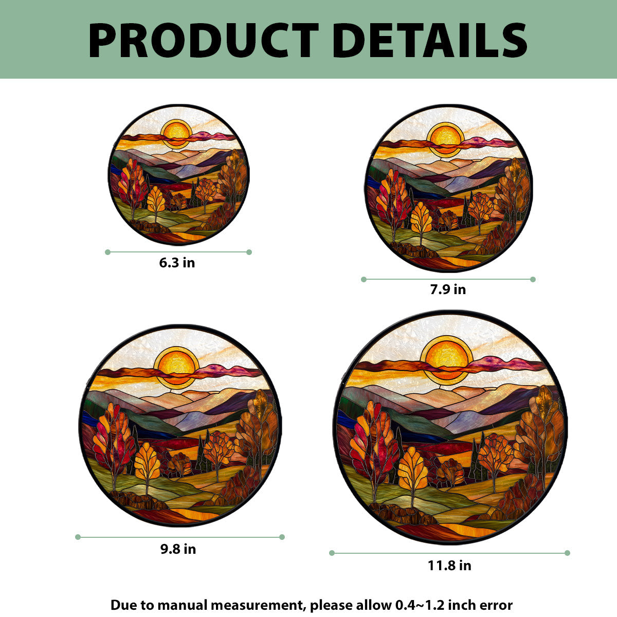 Mountain Sunset Faux Stained Glass Suncatcher Window Hanging Decor, Moutain Faux Stained Glass Suncatcher Printed Hanging Home Decor