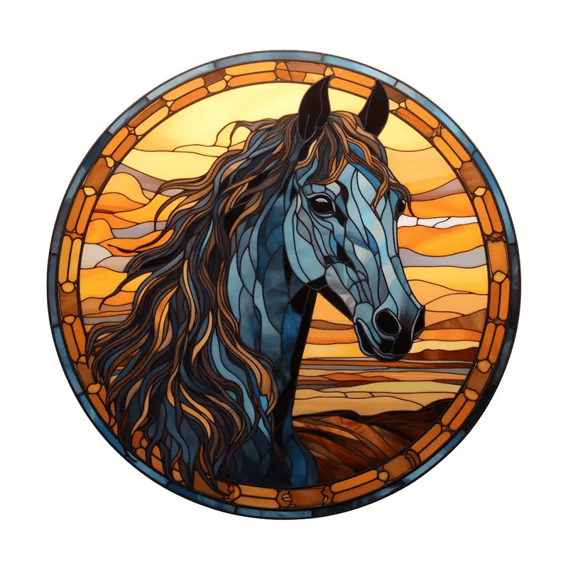Exquisite Horse-Shaped Window Hanging Faux Stained Glass SunCatcher Animal Decoration for Home