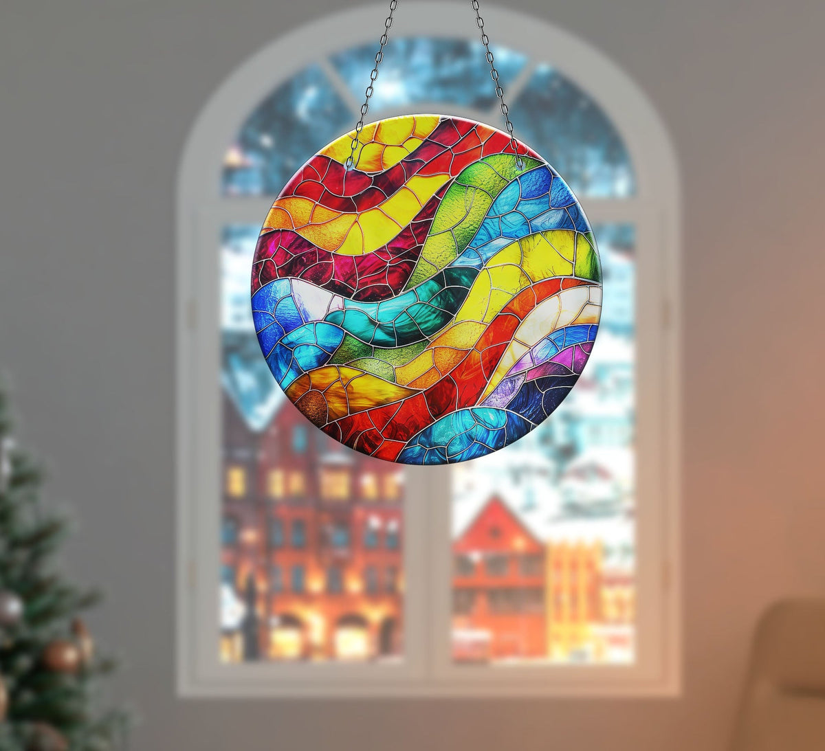 Colored Stained Decor Faux Stained Glass Suncatcher Window Hanging Home Decor Sun Catcher Gift Idea