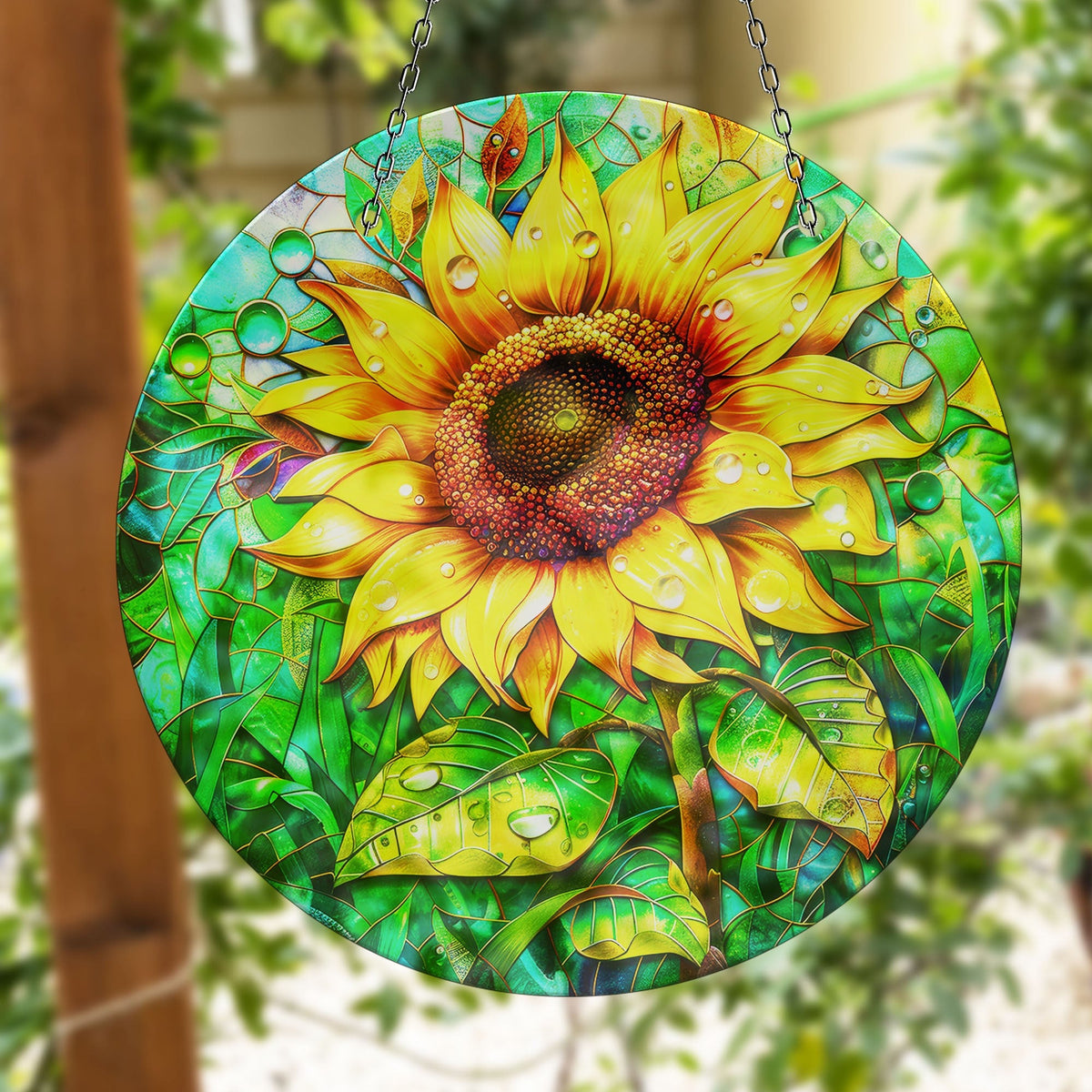 Yellow Sunflower Faux Stained Glass Suncatcher Window Hanging Home Decor Sun Catcher Gift Idea Decor