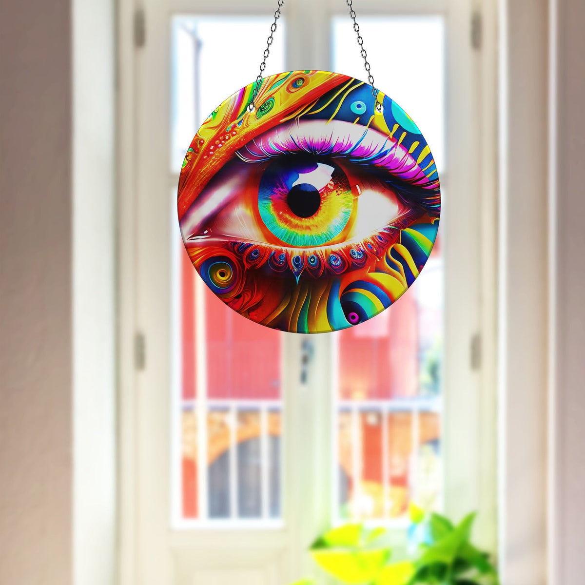 Colorful Eye Faux Stained Glass Suncatcher Window Hanging Home Decor Sun Catcher Gift Idea Decor Tempered Glass