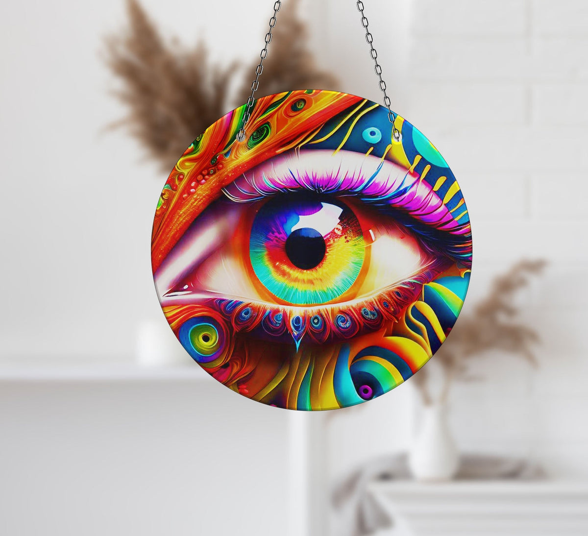 Colorful Eye Faux Stained Glass Suncatcher Window Hanging Home Decor Sun Catcher Gift Idea Decor Tempered Glass