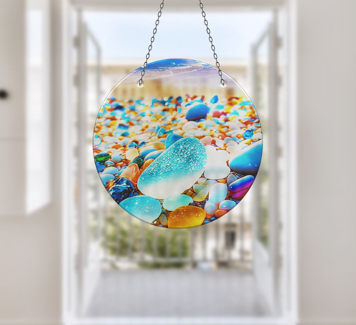 Zen Spa Stones Faux Stained Glass Suncatcher Window Hanging Home Decor Sun Catcher Gift Idea