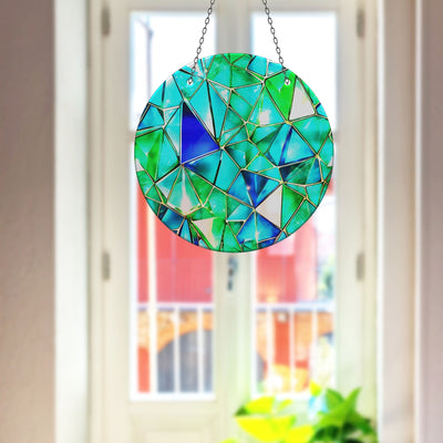 Green Stained Faux Stained Glass Suncatcher Window Hanging Home Decor Sun Catcher Gift Idea Decor
