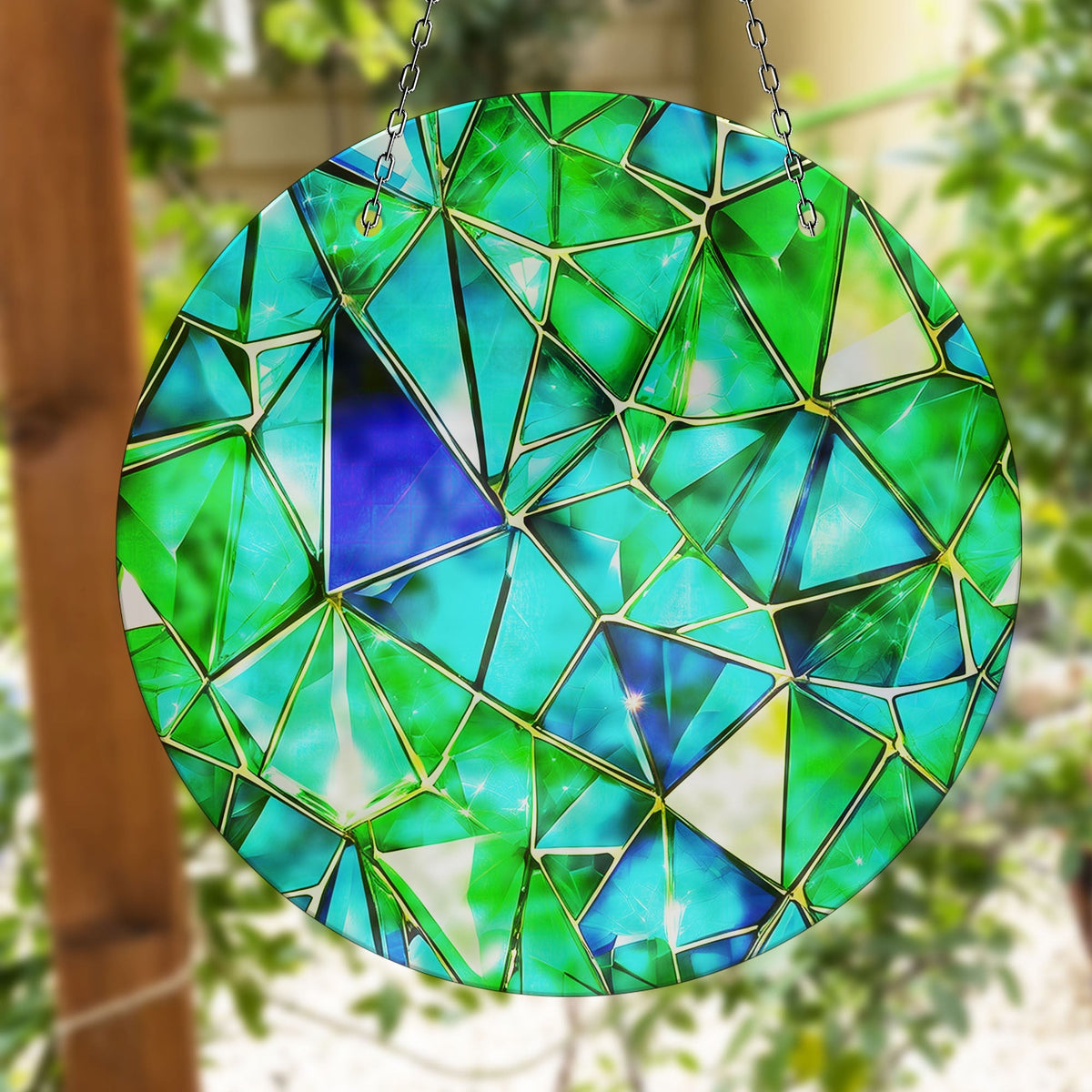 Green Stained Faux Stained Glass Suncatcher Window Hanging Home Decor Sun Catcher Gift Idea Decor