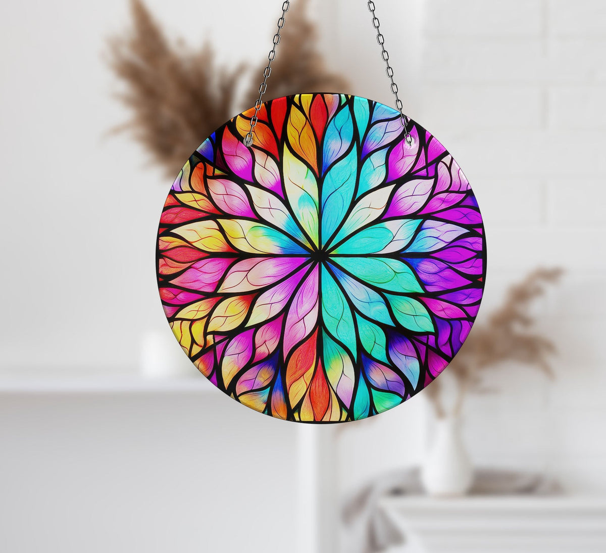 Purple Lotus Faux Stained Glass Suncatcher Window Hanging Home Decor Sun Catcher Gift Idea Decor