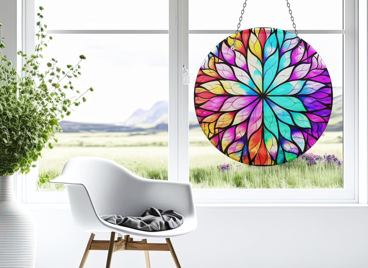 Purple Lotus Faux Stained Glass Suncatcher Window Hanging Home Decor Sun Catcher Gift Idea Decor