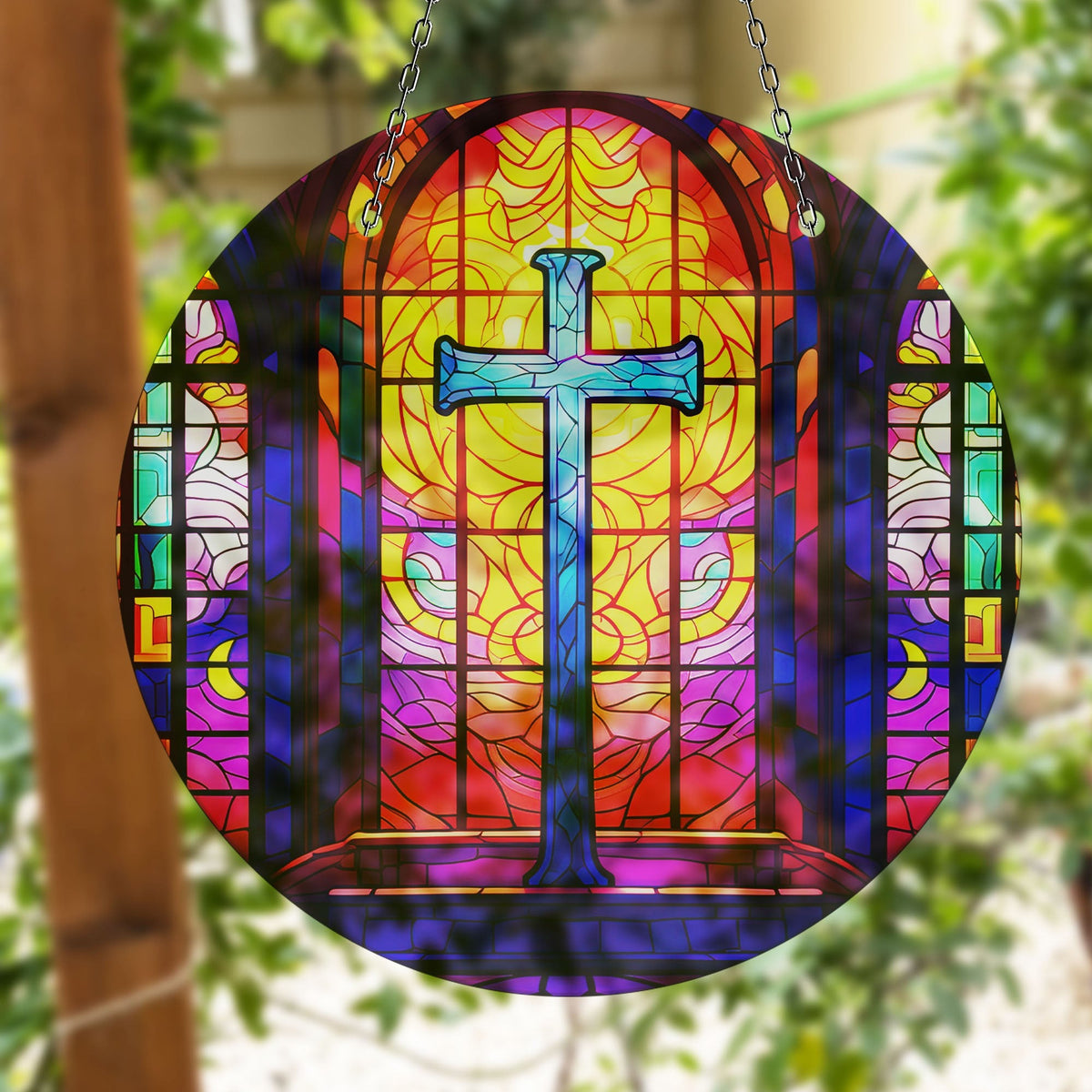 Christian Faux Stained Glass Suncatcher Window Hanging Home Decor Sun Catcher Gift Idea Decor