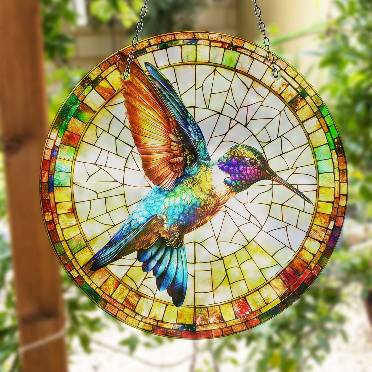 Colorful Birds Faux Stained Glass Suncatcher Window Hanging Home Decor Sun Catcher Gift Idea Decor