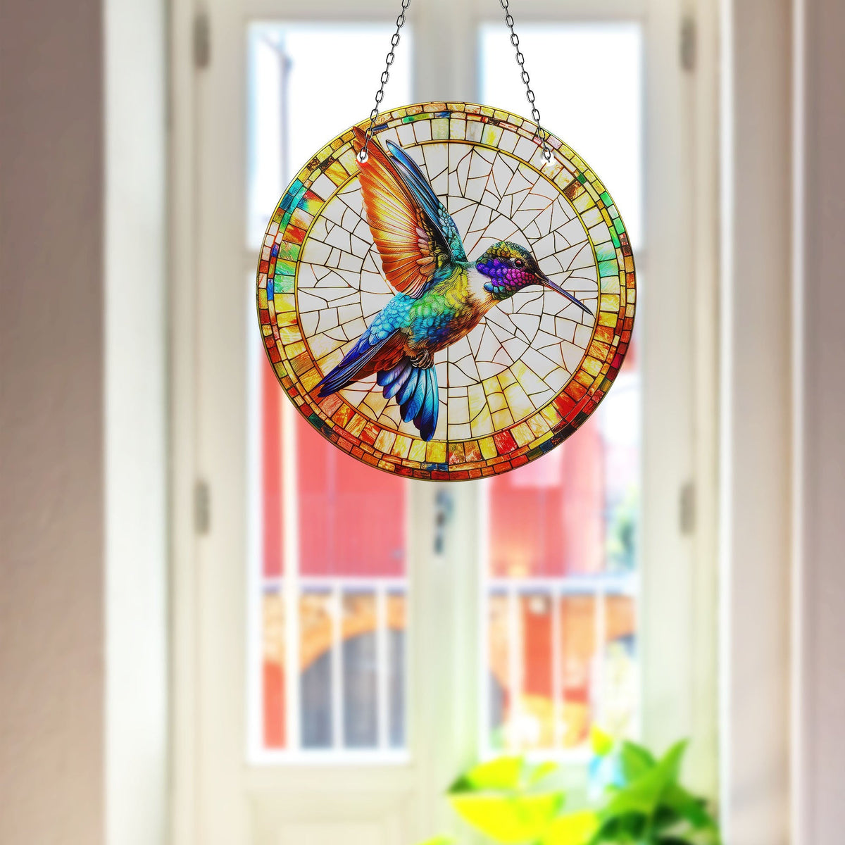Colorful Birds Faux Stained Glass Suncatcher Window Hanging Home Decor Sun Catcher Gift Idea Decor