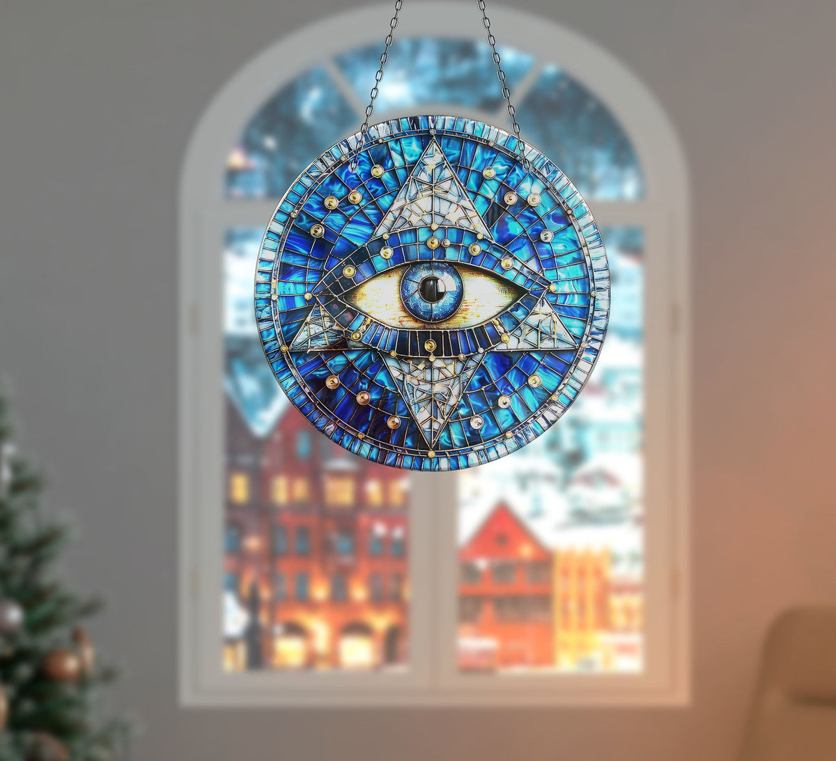 Blue Eye Faux Stained Glass Suncatcher Window Hanging Home Decor Sun Catcher Gift Idea Decor