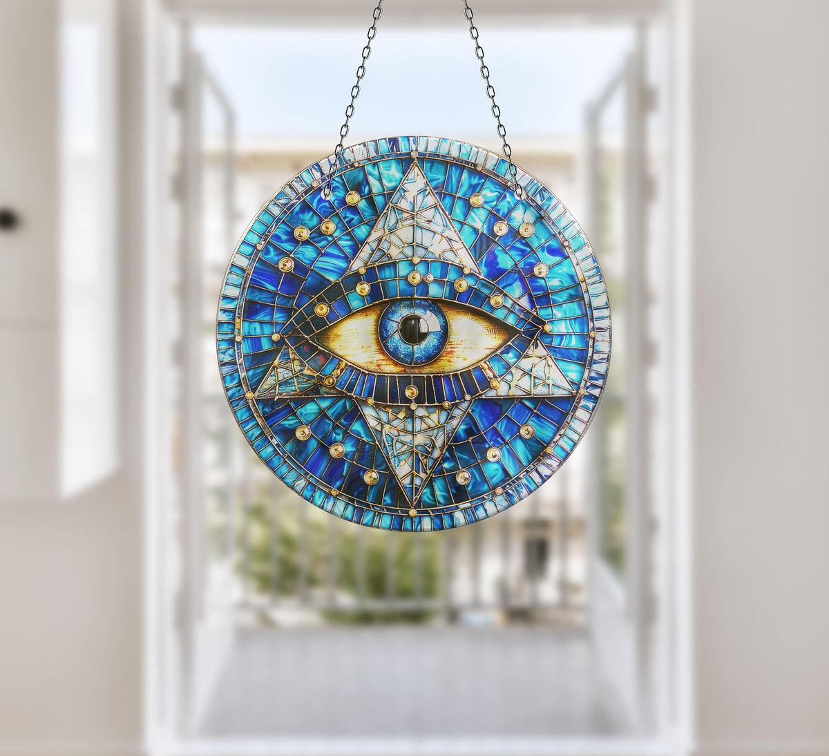 Blue Eye Faux Stained Glass Suncatcher Window Hanging Home Decor Sun Catcher Gift Idea Decor
