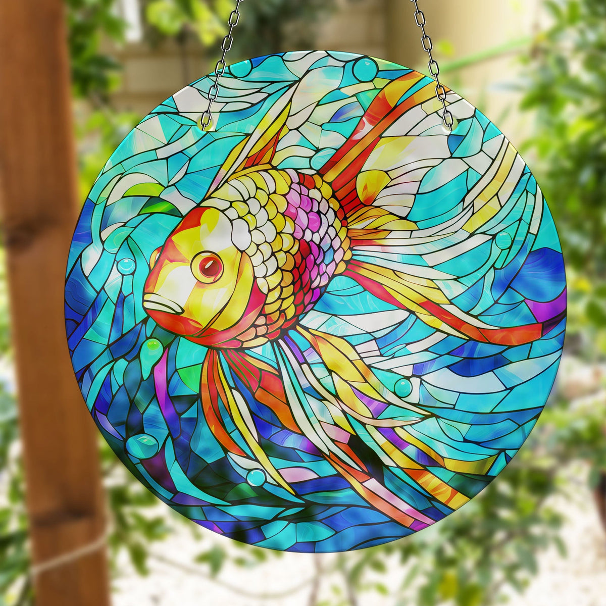 Goldfish Faux Stained Glass Suncatcher Window Hanging Home Decor Sun Catcher Gift Idea Decor