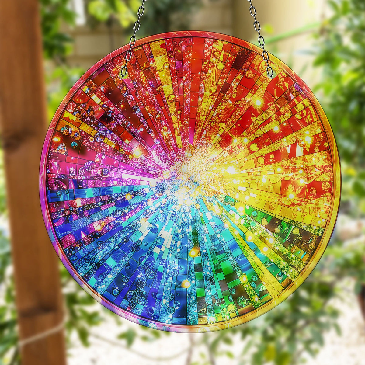 Color Bomb Faux Stained Glass Suncatcher Window Hanging Home Decor Sun Catcher Gift Idea