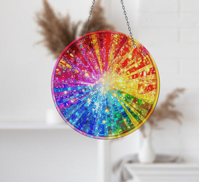 Color Bomb Faux Stained Glass Suncatcher Window Hanging Home Decor Sun Catcher Gift Idea