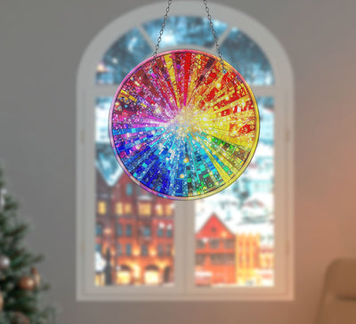 Color Bomb Faux Stained Glass Suncatcher Window Hanging Home Decor Sun Catcher Gift Idea