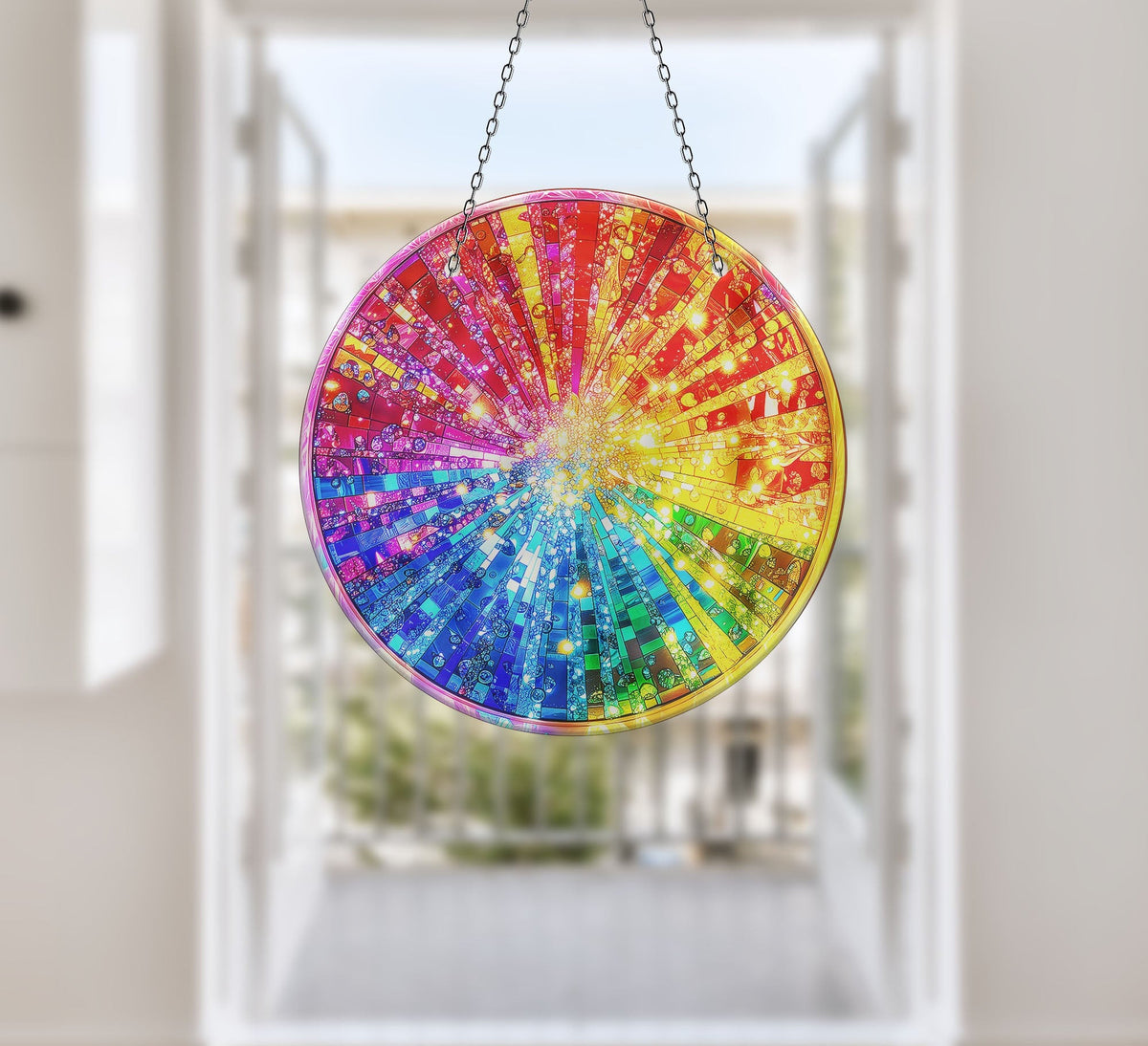 Color Bomb Faux Stained Glass Suncatcher Window Hanging Home Decor Sun Catcher Gift Idea