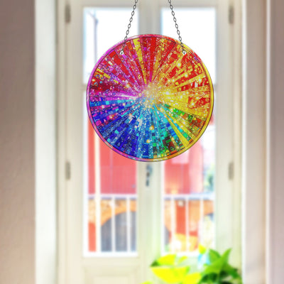 Color Bomb Faux Stained Glass Suncatcher Window Hanging Home Decor Sun Catcher Gift Idea