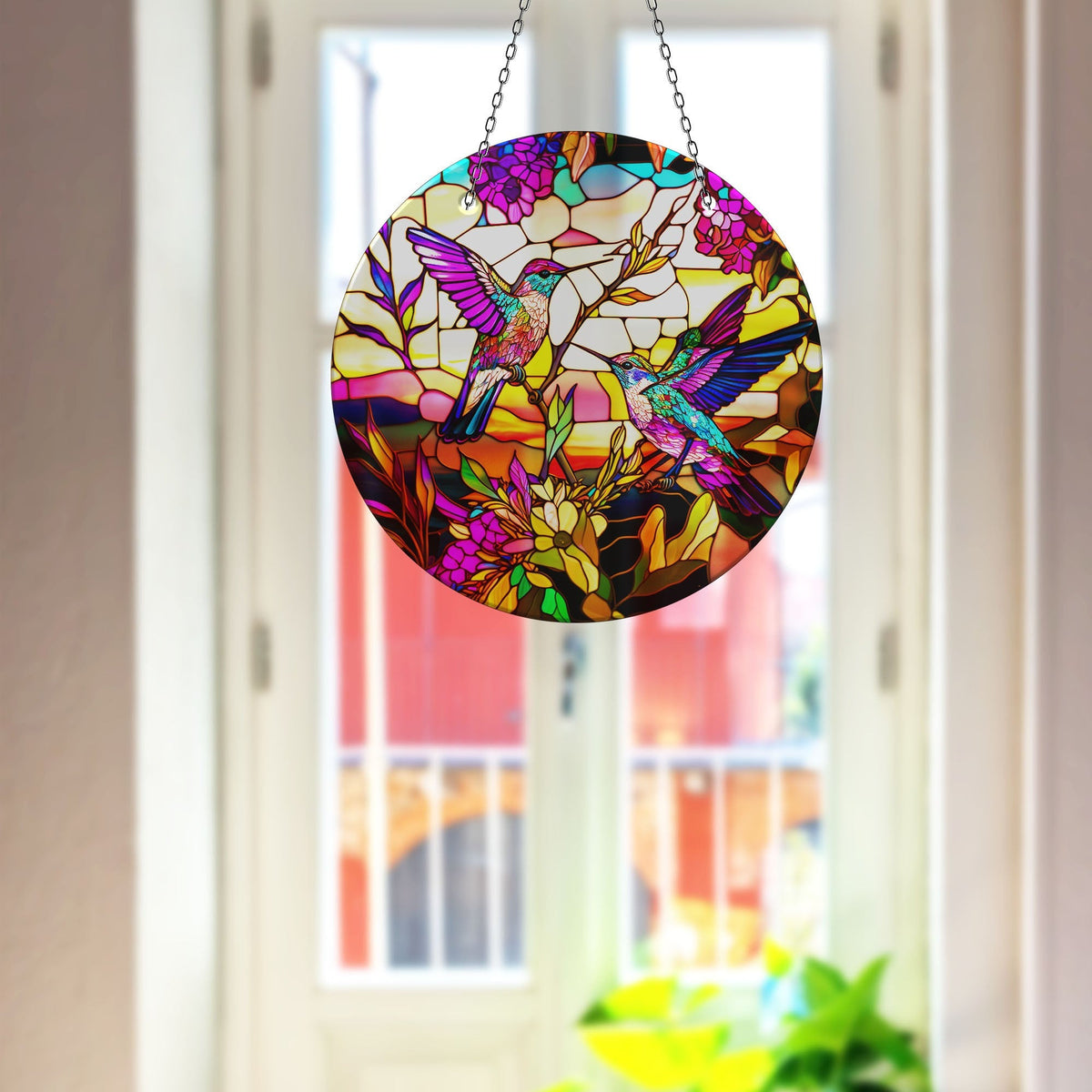 Colorful Acrylic Hummingbird Faux Stained Glass Suncatcher Window Hanging Home Decor Sun Catcher Gift Idea
