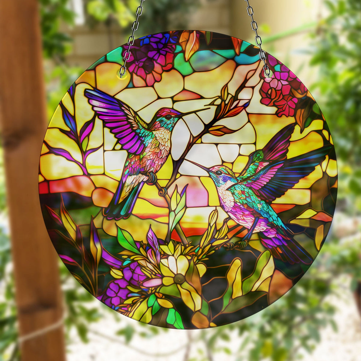 Colorful Acrylic Hummingbird Faux Stained Glass Suncatcher Window Hanging Home Decor Sun Catcher Gift Idea