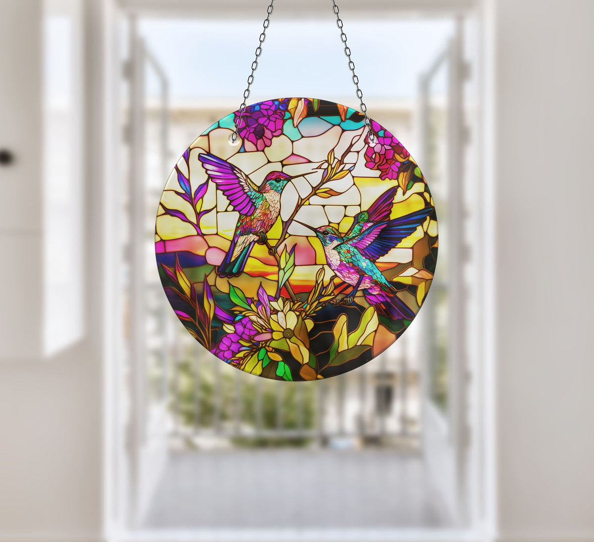 Colorful Acrylic Hummingbird Faux Stained Glass Suncatcher Window Hanging Home Decor Sun Catcher Gift Idea