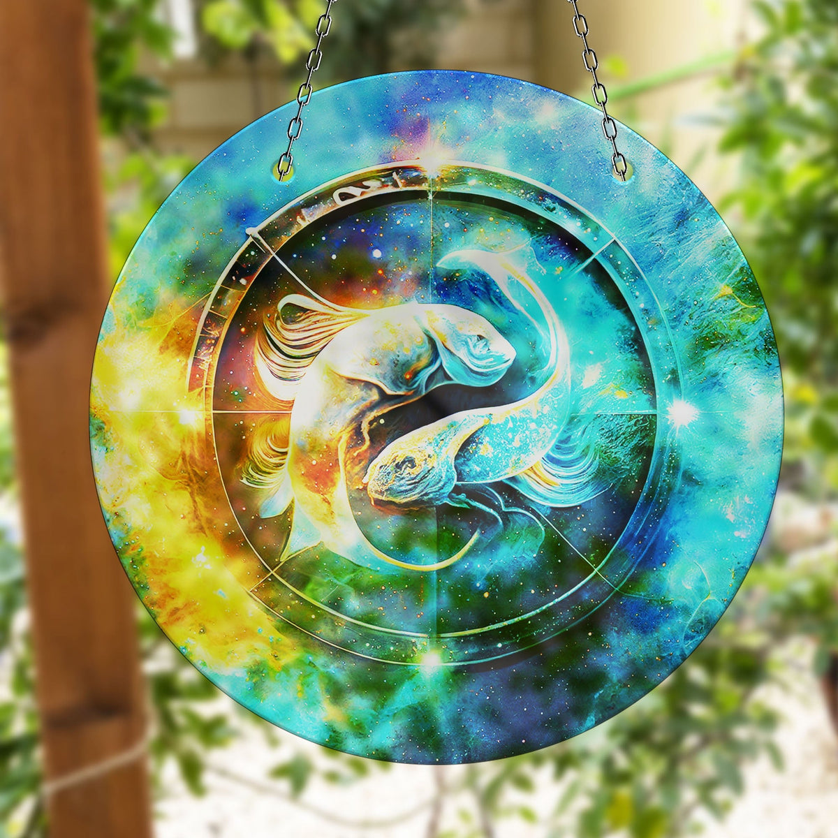 Koi Fish Blue Faux Stained Glass Suncatcher Window Hanging Home Decor Sun Catcher Gift Idea Decor