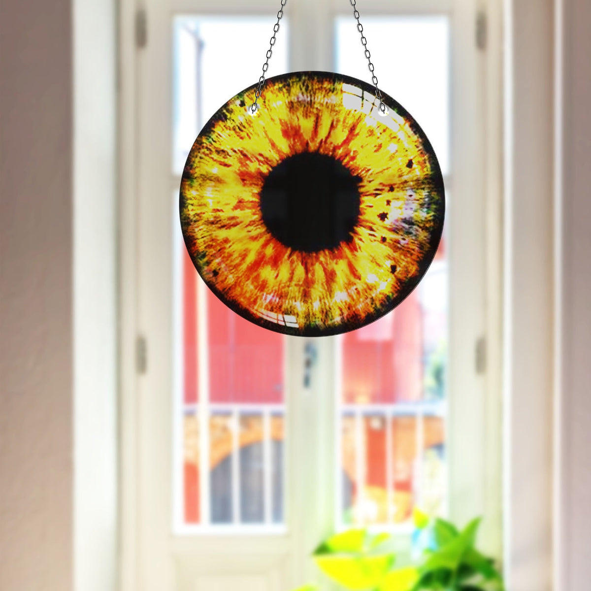 Yellow  Eye Faux Stained Glass Suncatcher Window Hanging Home Decor Sun Catcher Gift Idea Decor