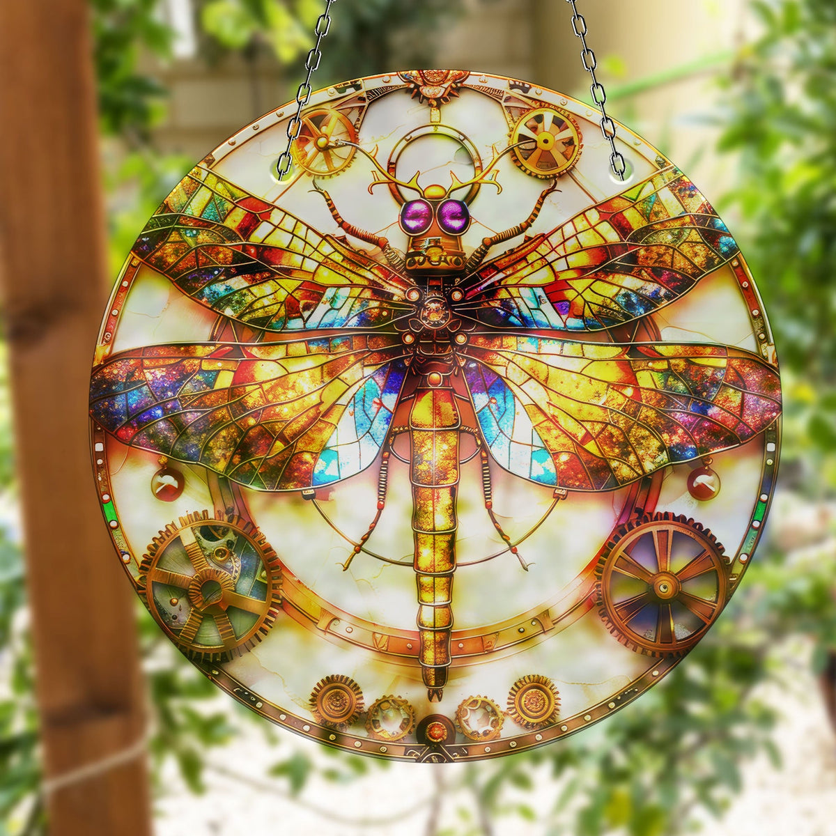 Dragonfly Colorful Faux Stained Glass Suncatcher Window Hanging Home Decor Sun Catcher Gift Idea