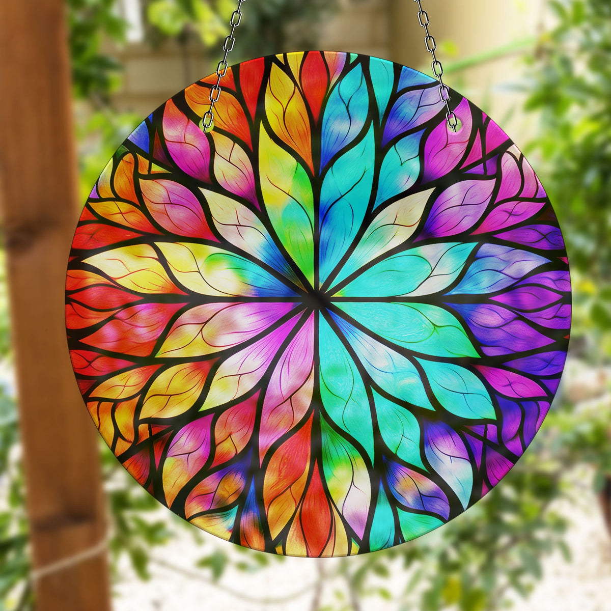 Colorful Stained  Flower Faux Stained Glass Suncatcher Window Hanging Home Decor Sun Catcher Gift Idea