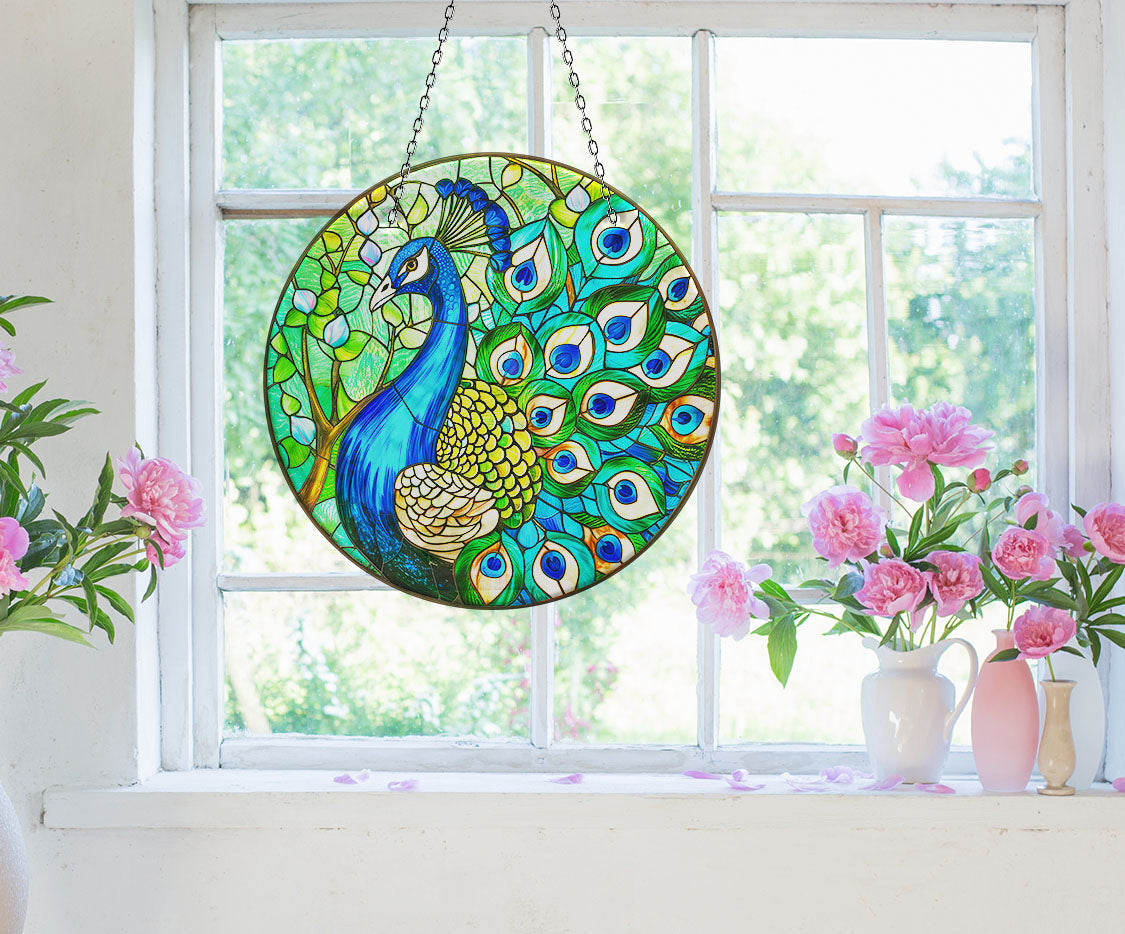 Sparrowhawk Faux Stained Glass Suncatcher Window Hanging Home Decor Sun Catcher Gift Idea Decor