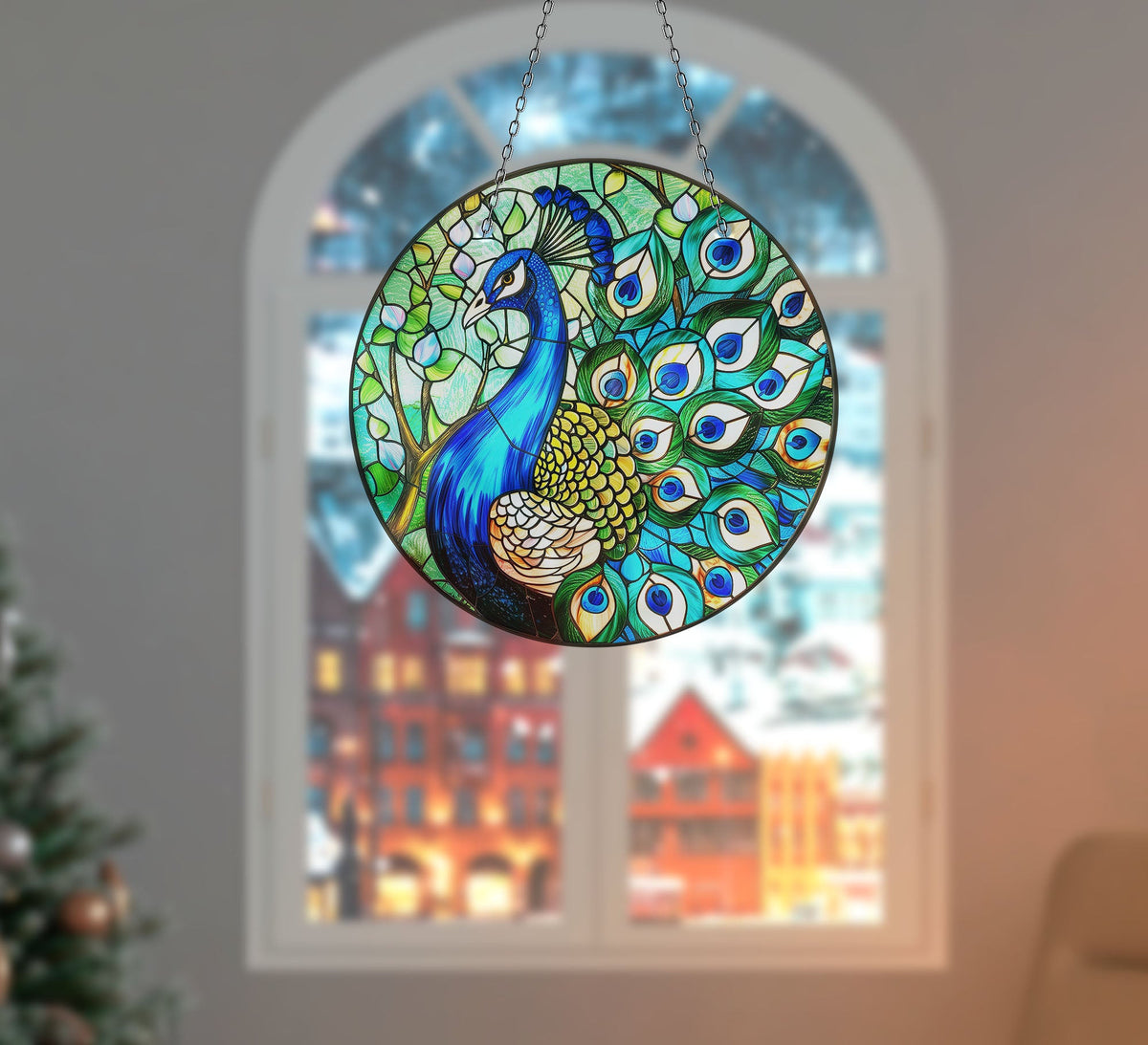 Sparrowhawk Faux Stained Glass Suncatcher Window Hanging Home Decor Sun Catcher Gift Idea Decor