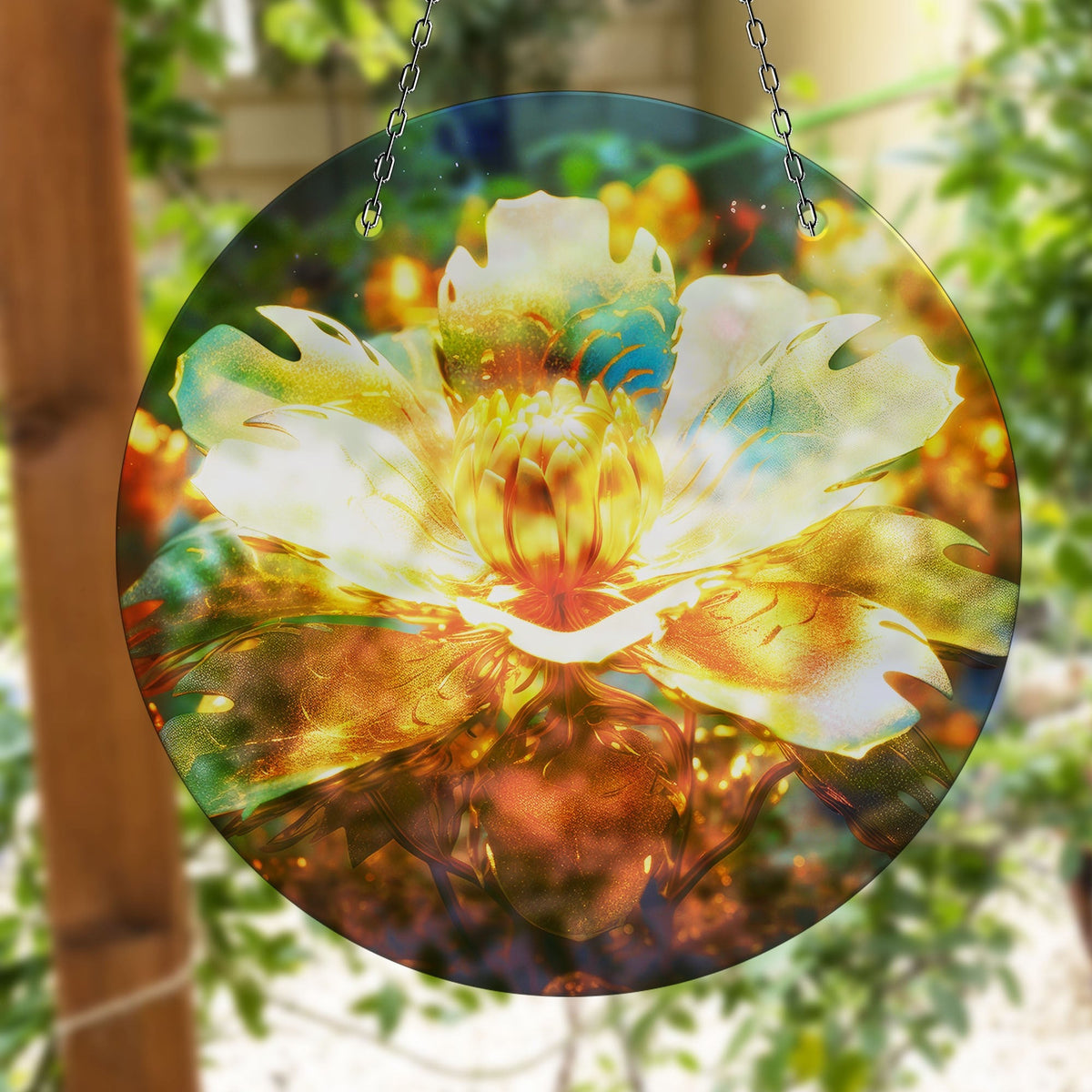 Shiny White Faux Stained Glass Suncatcher Window Hanging Home Decor Sun Catcher Gift Idea