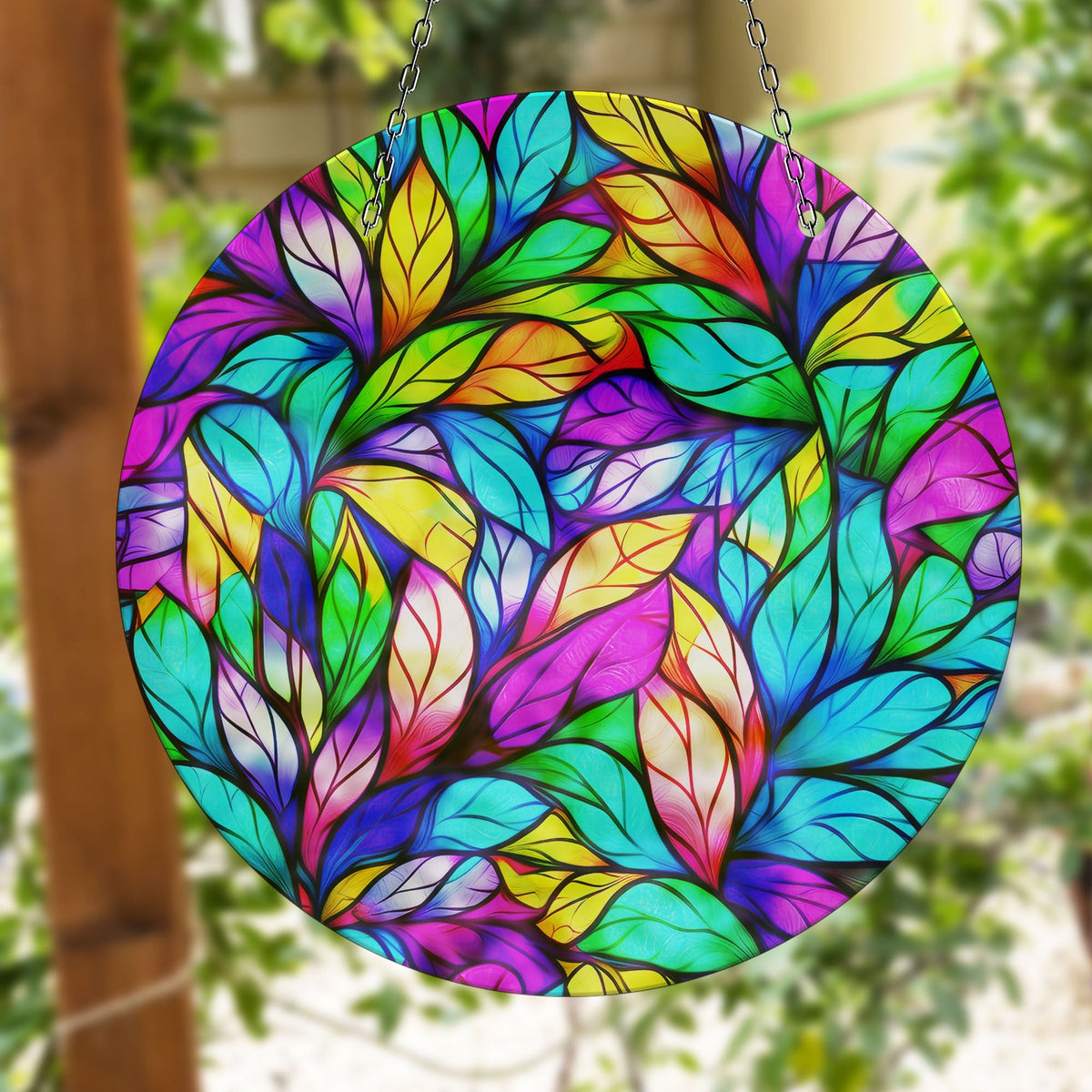 Stained Leaf Faux Stained Glass Suncatcher Window Hanging Home Decor Sun Catcher Gift Idea Decor