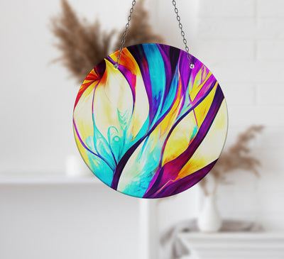 Purple Abstract Faux Stained Glass Suncatcher Window Hanging Home Decor Sun Catcher Gift Idea