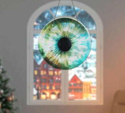 Green Eye Faux Stained Glass Suncatcher Window Hanging Home Decor Sun Catcher Gift Idea