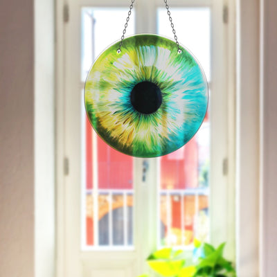 Green Eye Faux Stained Glass Suncatcher Window Hanging Home Decor Sun Catcher Gift Idea